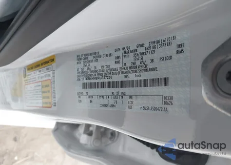 2024 Ford Ranger Xlt z USA, uszkodzony, nr VIN 1FTER4HH2RLE27236